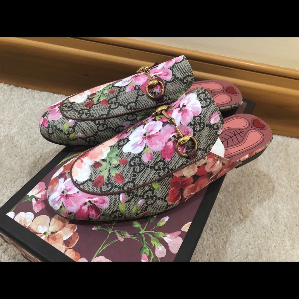 💯Gucci Princetown Pink Blooms Slide size 38.5